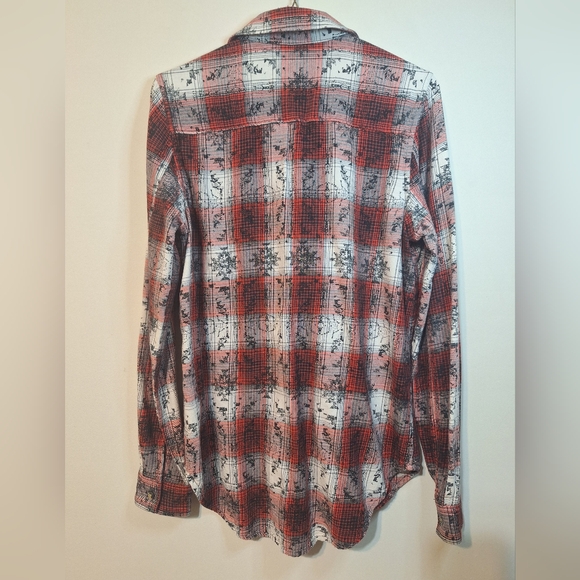 Vans medium button-up red white plaid longsleeve flannel cotton shirt - Picture 5 of 5